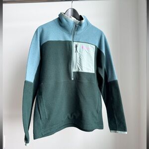 Cotopaxi Abrazo 1/2 Zip Fleece Forest Green Blue Pink Logo (L) Gorpcore